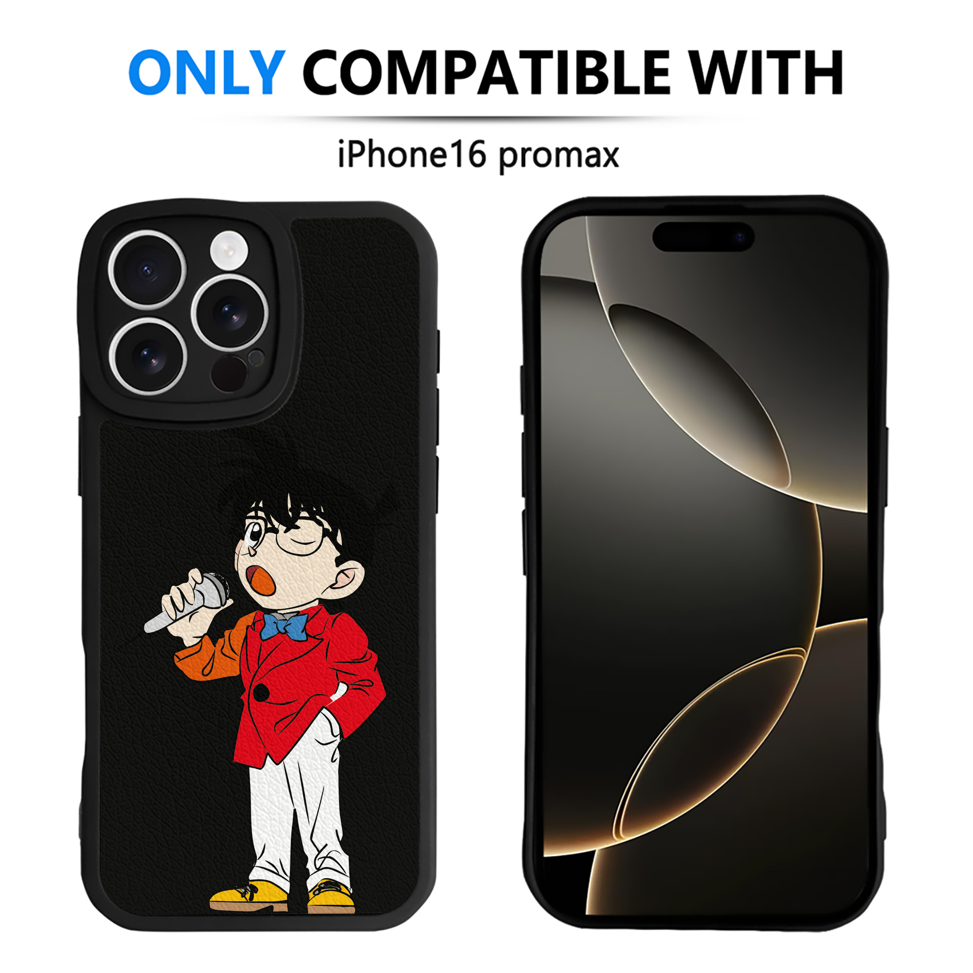 （画像用） 名探偵コナン 江戸川 コナン Detective Conan Conan Edogawa 【iPhone 16シリーズ対応】シリコンスマホケース（レザー調） 材質：シリコン